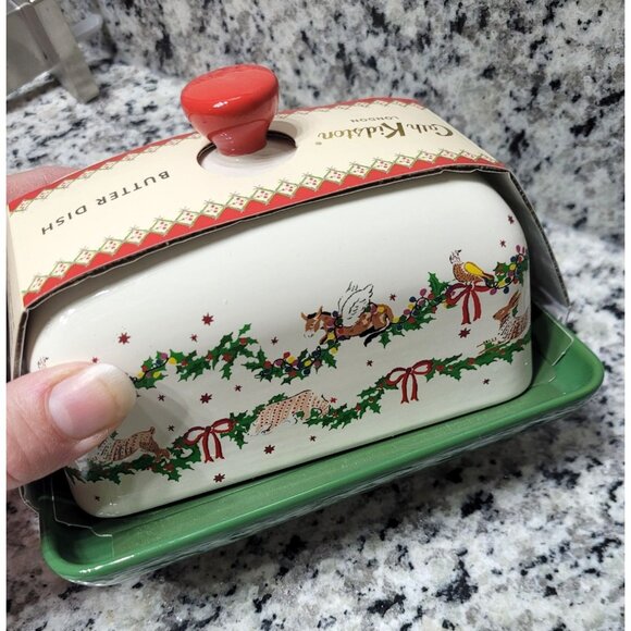 Cath Kidston Holiday Butter Dish Ceramic Christmas Design Animals Cottagecore - Picture 1 of 4